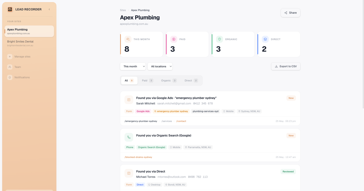 Lead Recorder: See where every lead came from preview 1