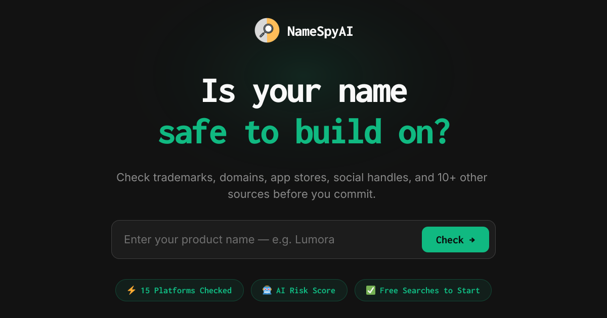 NameSpyAI — Check if Your Name is Taken Before You Launch preview 1