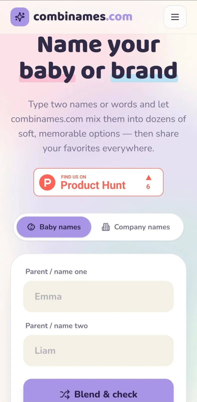 CombiNames — Name Blend Generator preview 1