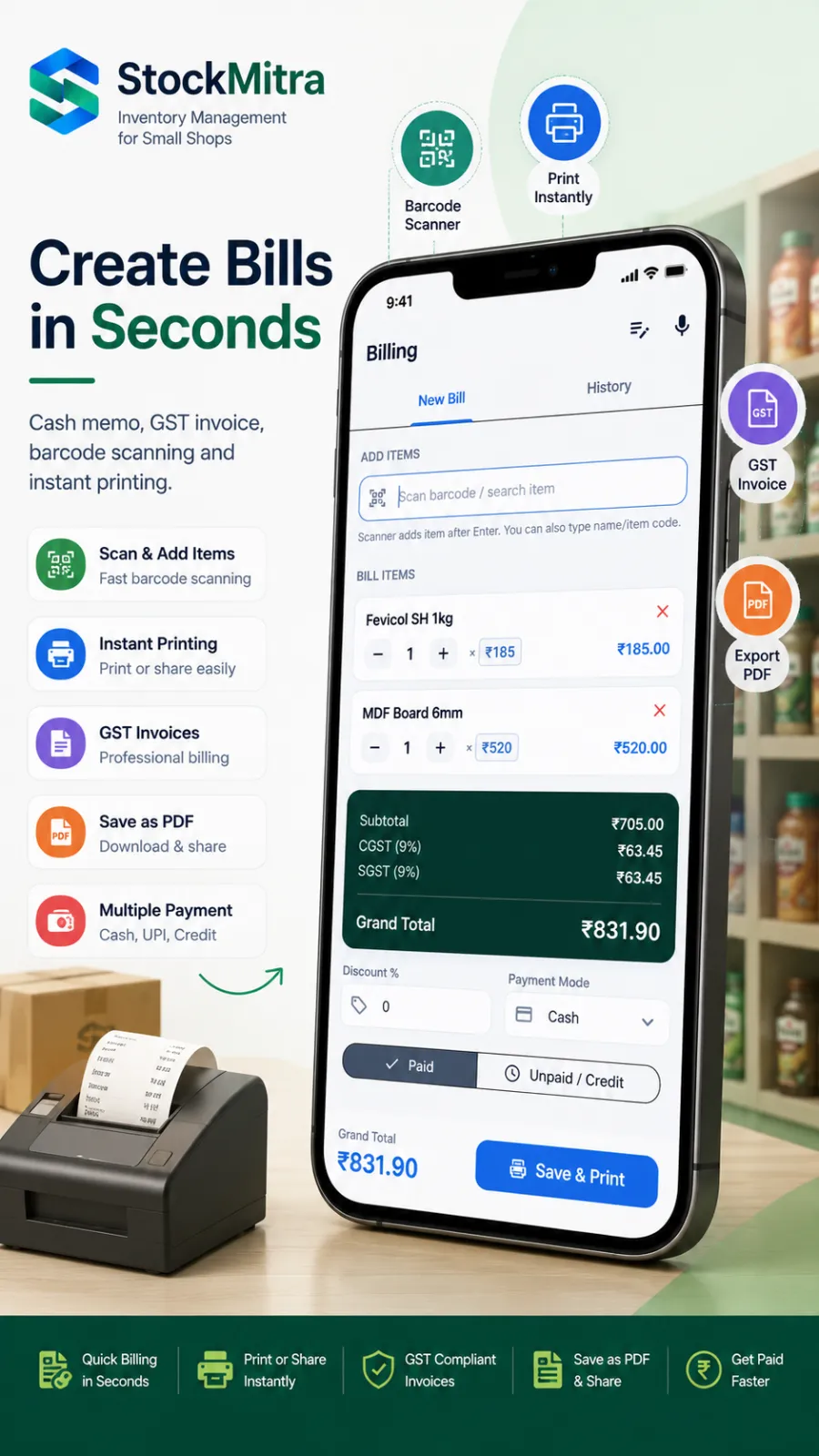 StockMitra — Billing, Inventory & Khata App for Small Shops preview 4