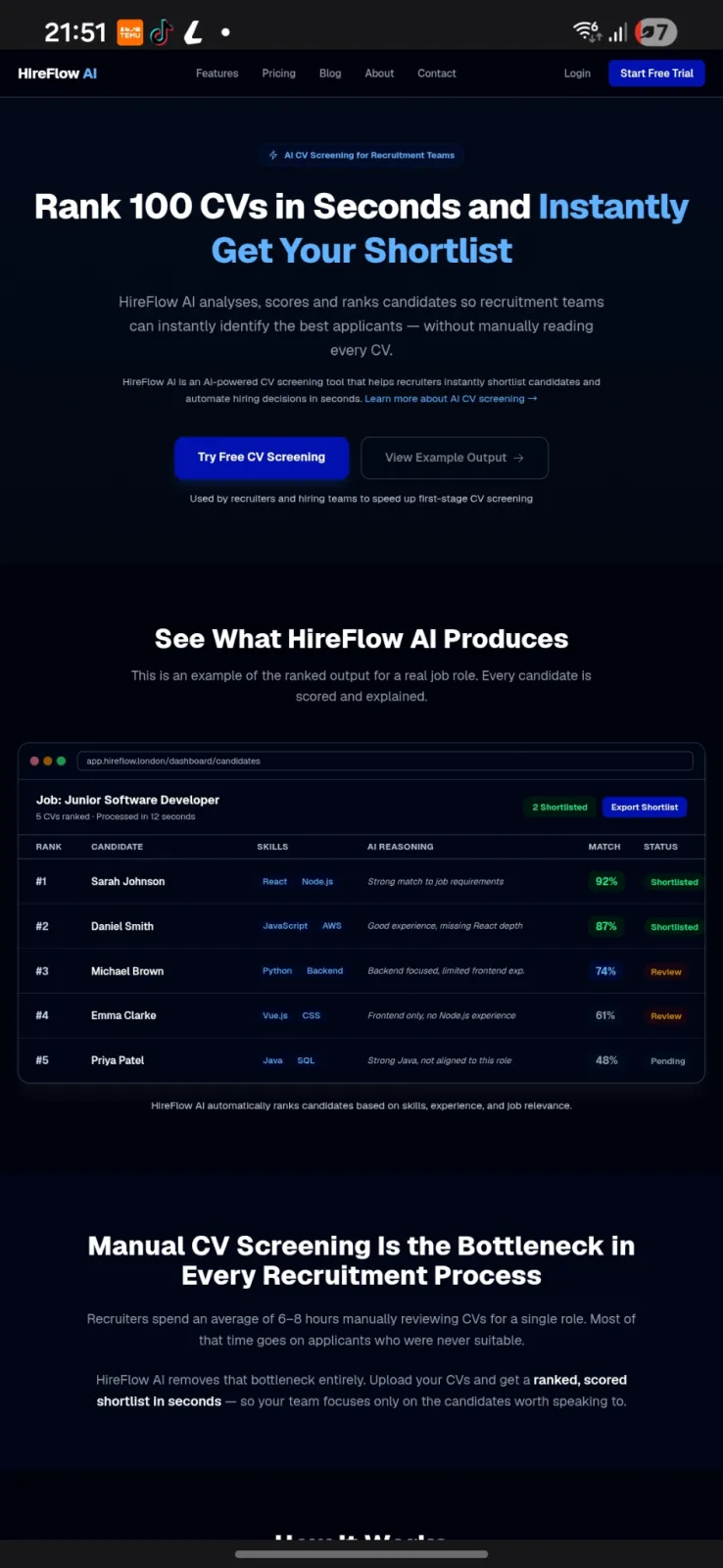 HireFlow AI | AI CV Screening preview 1