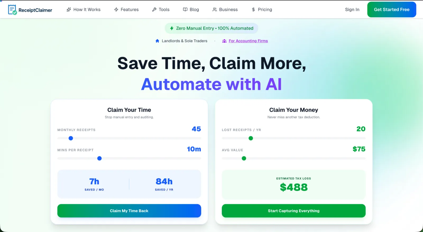ReceiptClaimer — Automate Tax preview 2