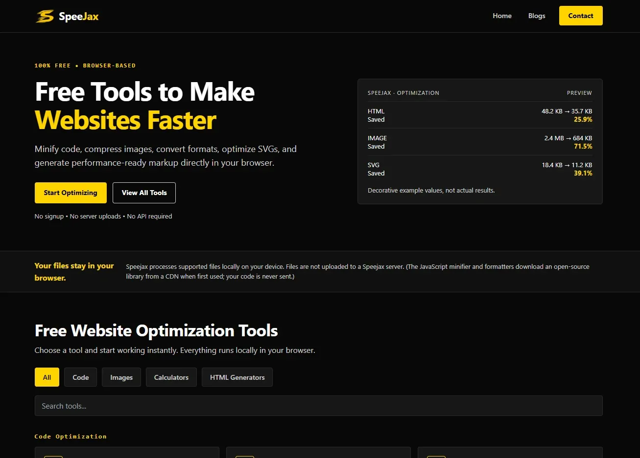 Free Website Speed & Optimization Tools | SpeeJax preview 1
