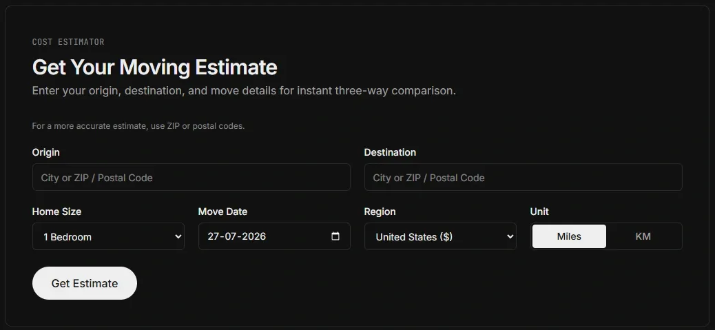 MoveCostMatrix | Free Moving Cost Calculator preview 1