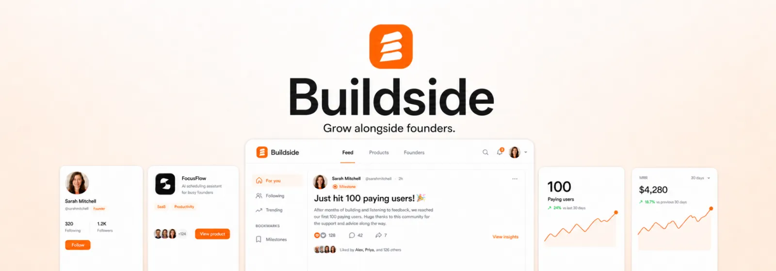 Build in public with SaaS founders | Buildside preview 1