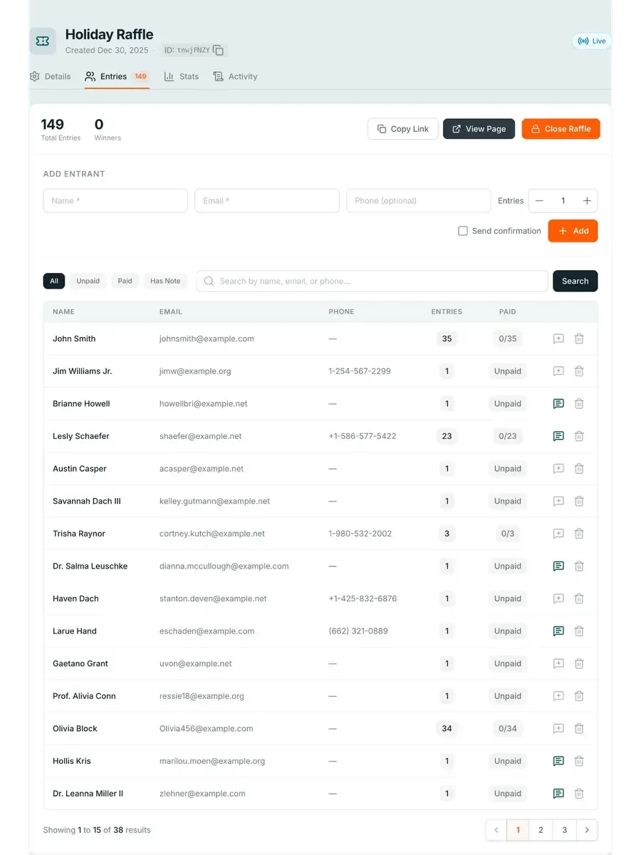 Rafflebase preview 1