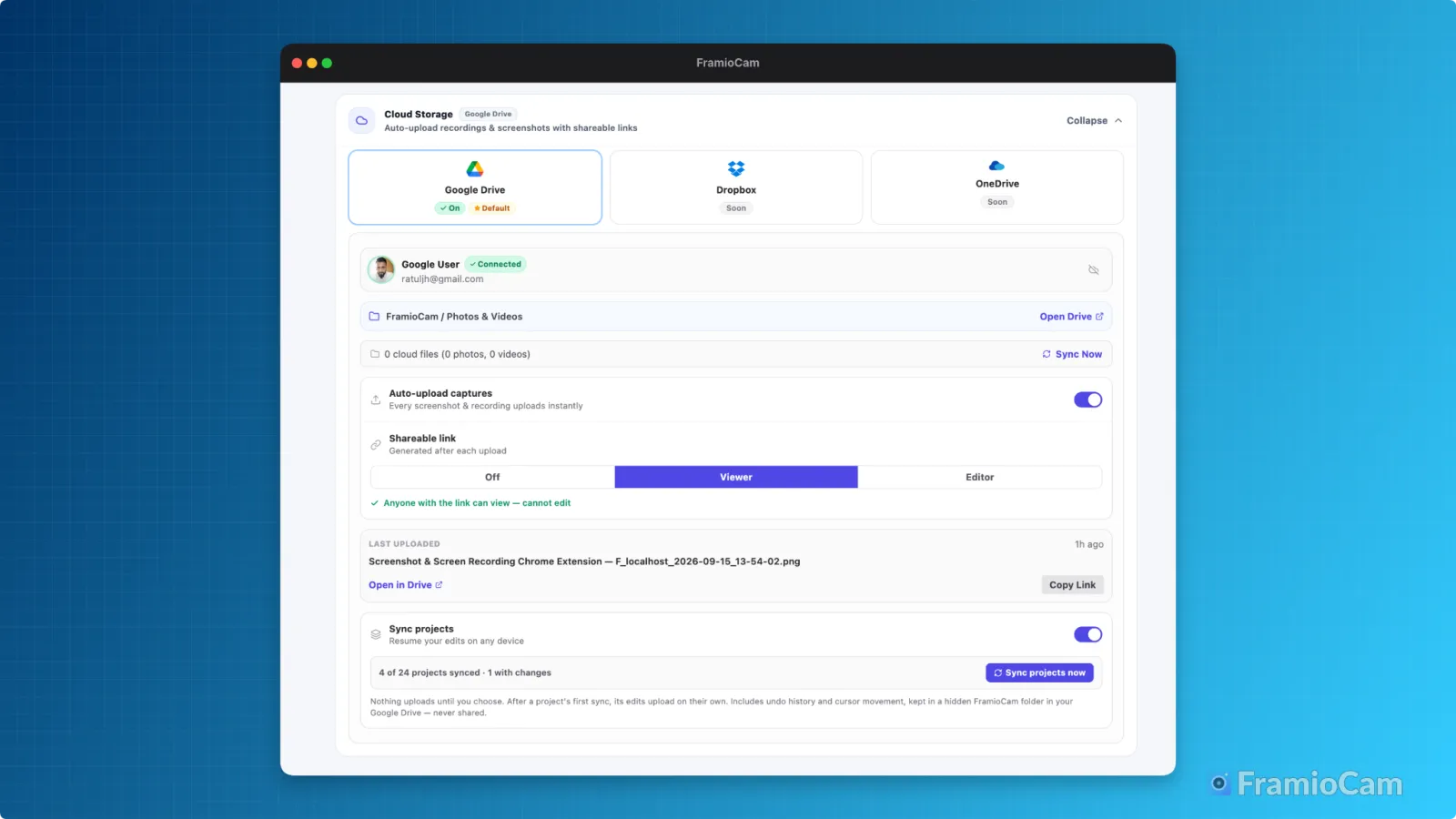 Screenshot & Screen Recording Chrome Extension — FramioCam preview 3